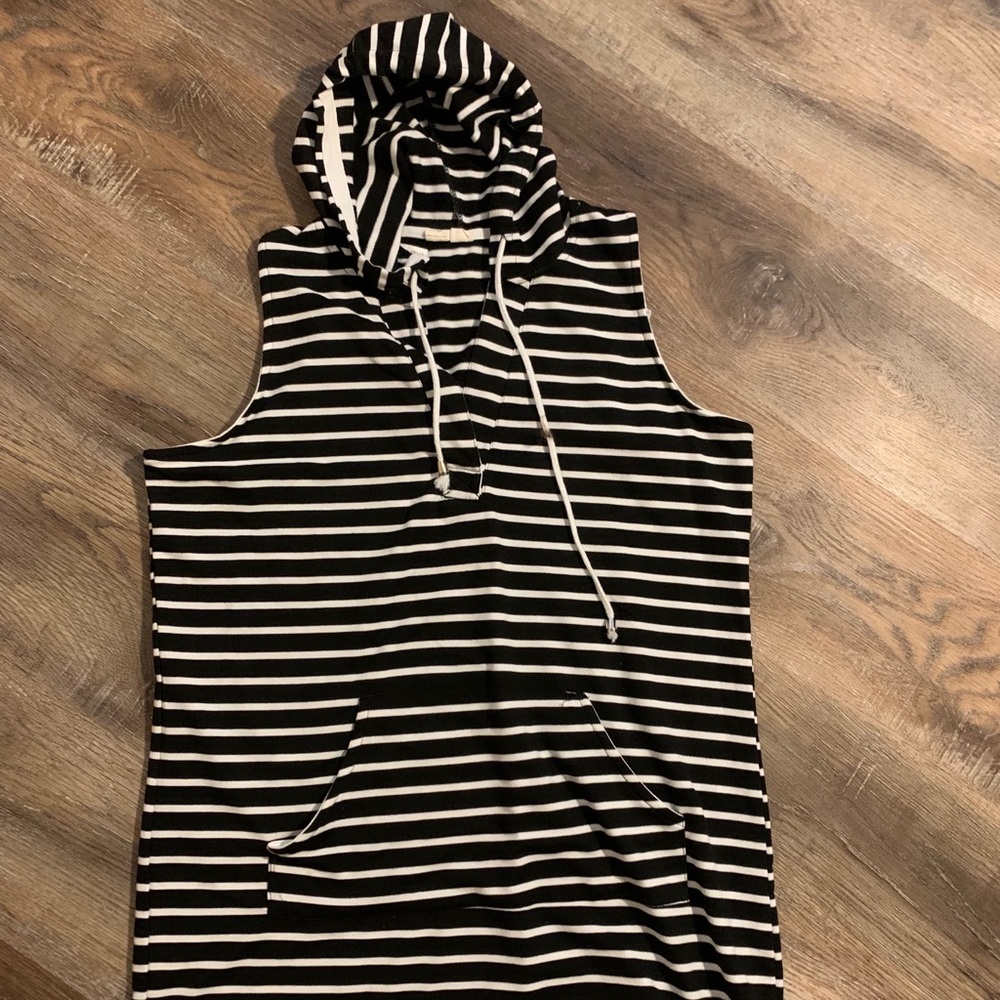Black and white BE hooded sweater dress